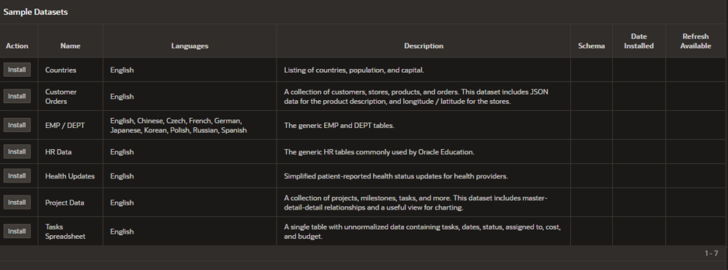 A screenshot showing APEX settings.