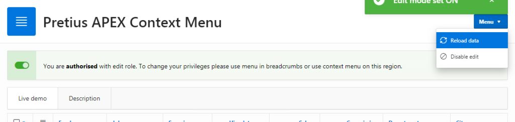 Breadcrumb button menu