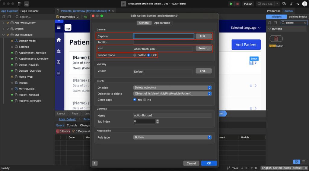 A screen showing Mendix.