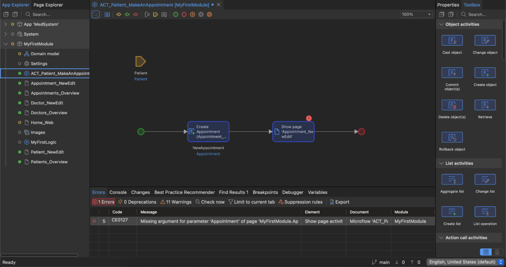 A screen showing Mendix.