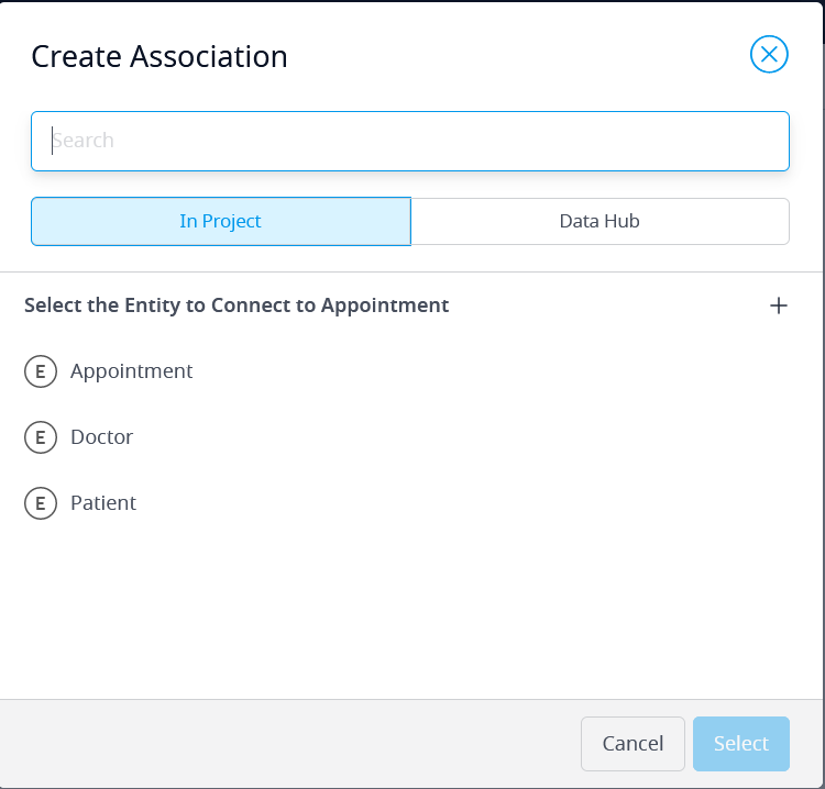 A screen showing how to create an association.