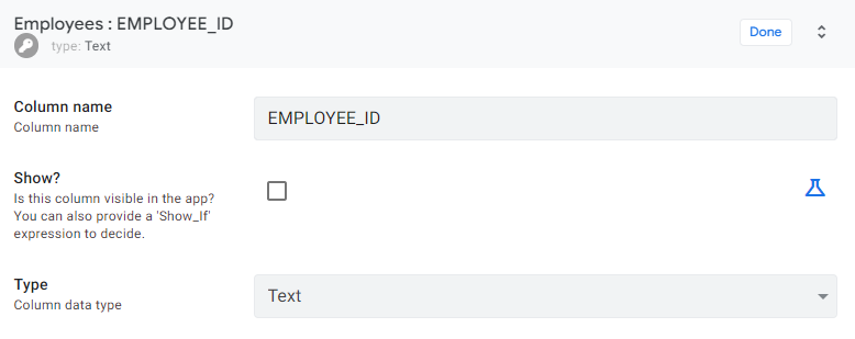 A screen showing the Employee_ID column.