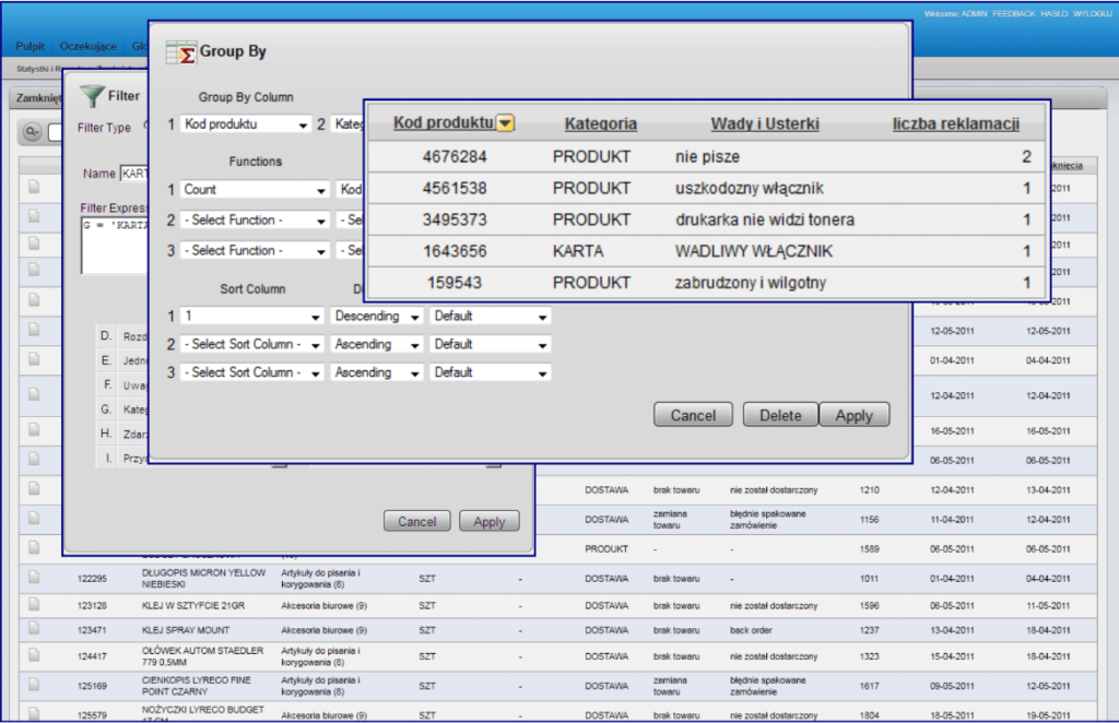 A screenshot showing the old APEX interface.