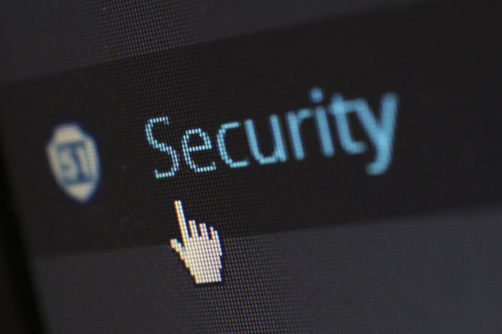 An image showing a screen with the word "Security".