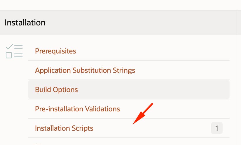 A screenshot showing where to find the Installation Scripts section.