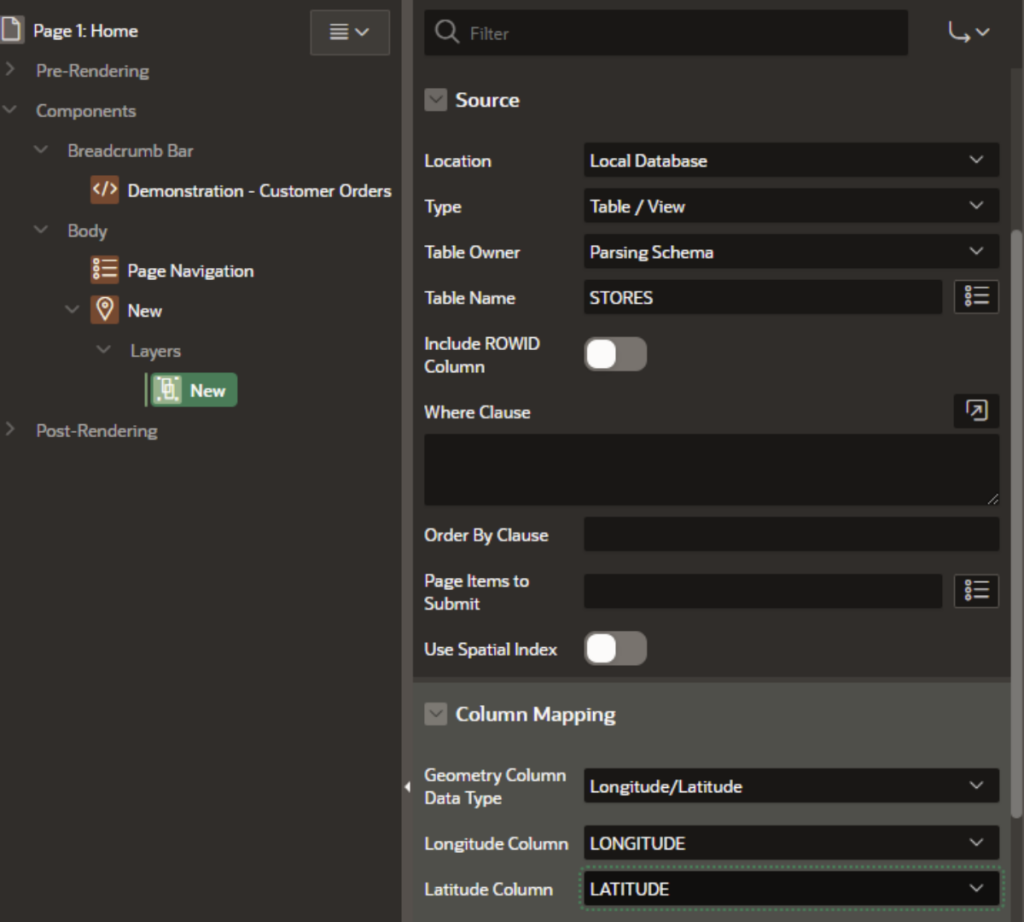 A screenshot showing APEX settings.
