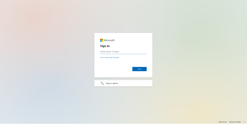 An image showing Microsoft login screen.
