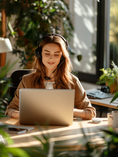 Woman looking at a laptop