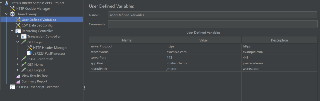 A screen showing APEX settings.