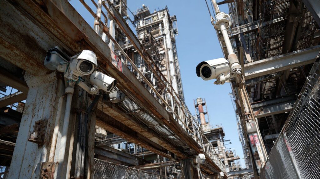 A screen showing a camera in a manufacturing plant.