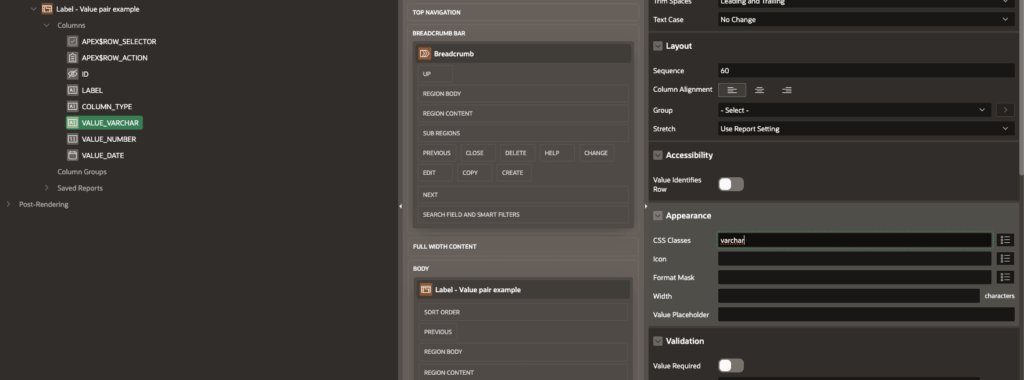 A screen showing APEX settings.