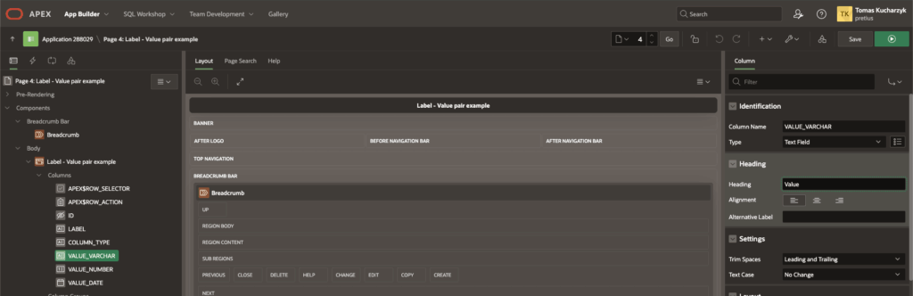 A screen showing APEX settings.